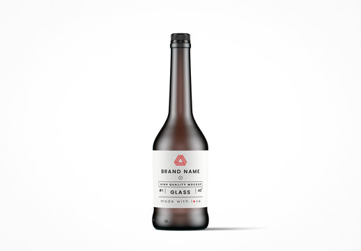 Matte Painted Glass Napoleon Drink Bottle Mockup