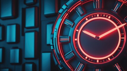 Futuristic glowing timepiece with sharp digital hands, showcasing advanced technology and sleek design.