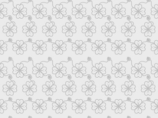 Abstract floral seamless Thai pattern, gray and white modern shape for design, porcelain, chinaware, ceramic, tile, ceiling design, texture, wall, paper and fabric, vector illustration EPS 10.