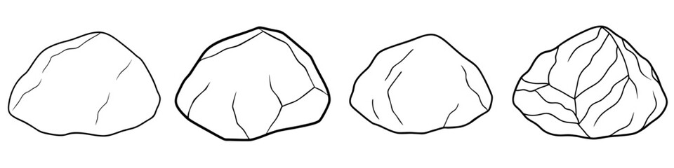 line art vector illustration collection of rock . isolate on a white background. SVG and PNG
