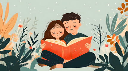 World book day illustration. Love reading