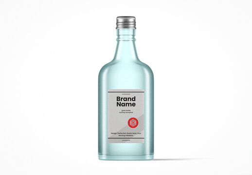 Small Frosted Glass Bottle With Screw Cap Mockup