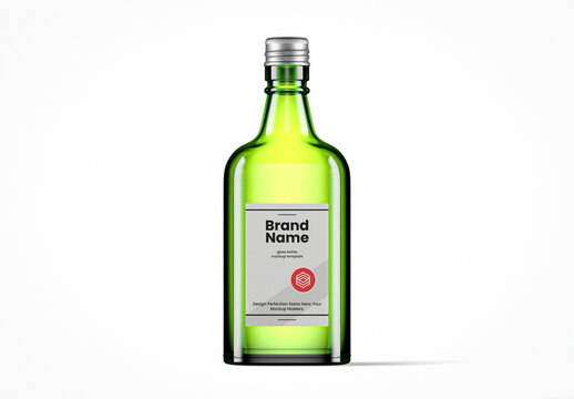 Small Green Glass Bottle With Screw Cap Mockup