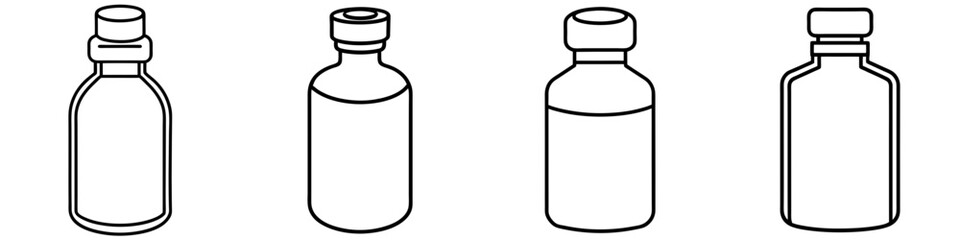 line art vector illustration collection of medicine bottle . isolate on a white background. SVG and PNG
