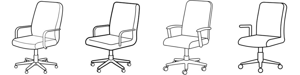 line art vector illustration collection of office chair . isolate on a white background. SVG and PNG
