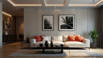 3d render room interior, modern, minimalist