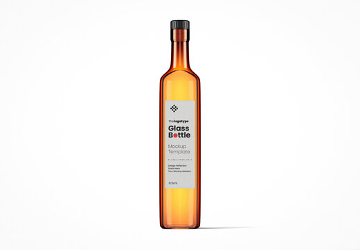 Amber Glass Decorative Bottle Mockup