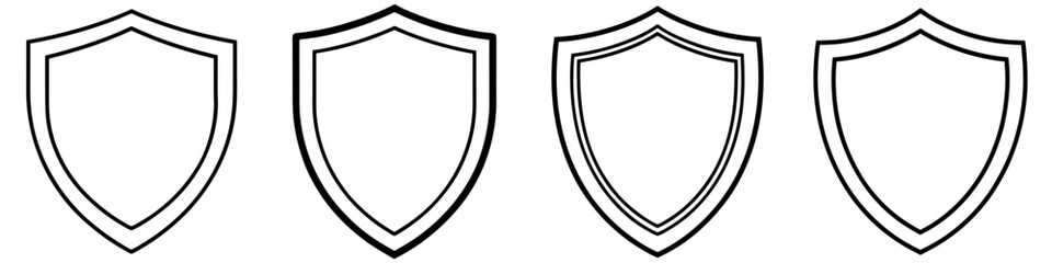 line art vector illustration collection of shield . isolate on a white background. SVG and PNG 