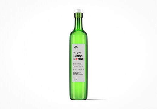 Green Glass Decorative Bottle Mockup