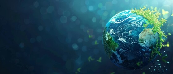 Fototapeta premium Earth with Greenery and Bokeh Background Effects