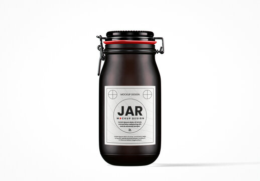 Round Matte Painted Glass Clip Top Jar Mockup
