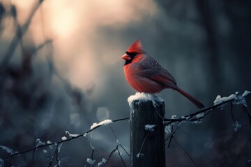 Cardinal. Majestic Red Northern Cardinal Bird in Natural Habitat
