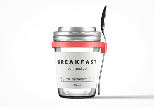 Round Clear Glass Breakfast Jar Mockup