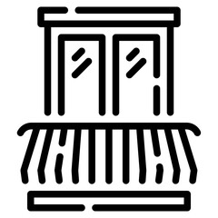 Simple Line Art of a Balcony with Double Doors