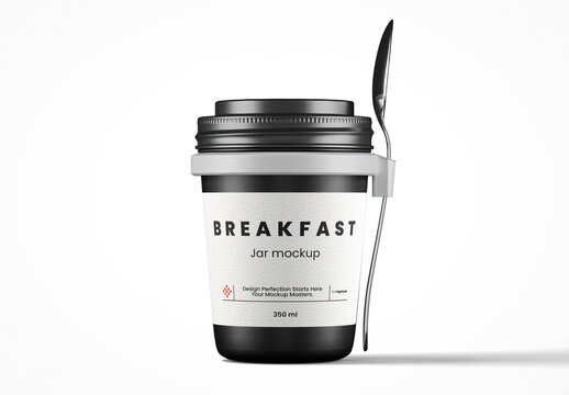 Round Matte Plastic Breakfast Jar Mockup