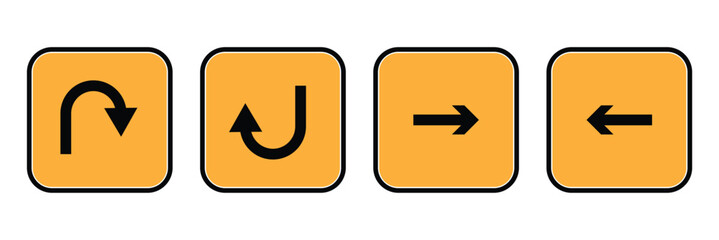U turn arrow symbol icon set. Direction Icon Set in isolate background eps 10. Go Straight This Way vector icon.