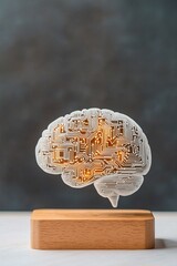 A conceptual brain sculpture showcasing technology and creativity, symbolizing innovation and intelligence.