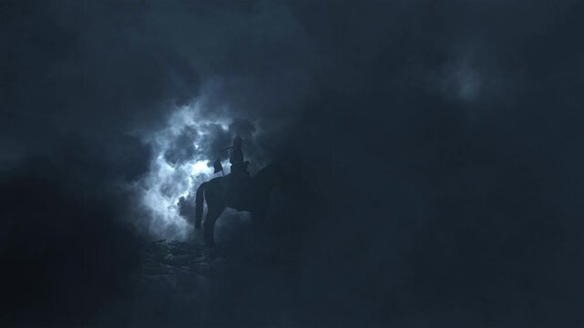 Ottoman Soldier Sitting on a Horse in a Lightning Storm