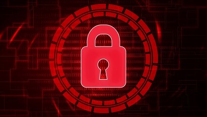 Cyber Security concept. Digital organic padlock and binary code. Secured data transfer under lock.