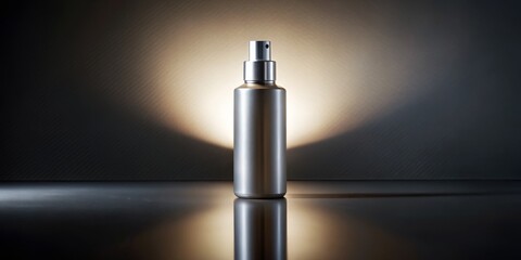 Minimalist Matte Finish Spray Bottle on Reflective Surface with Soft Lighting for Modern Home Decor and Product Photography