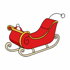 Santa's sleigh spacious and empty, cartoon style, white background