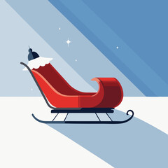 Santa's sleigh spacious and empty, cartoon style, white background