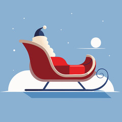 Santa's sleigh spacious and empty, cartoon style, white background