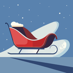 Santa's sleigh spacious and empty, cartoon style, white background