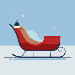 Santa's sleigh spacious and empty, cartoon style, white background