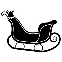 Santa's sleigh spacious and empty, cartoon style, white background