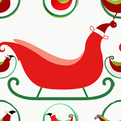 Santa's sleigh spacious and empty, cartoon style, white background