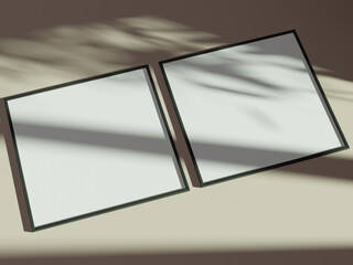 Empty framed canvas for mockups and art illustrations with shadow