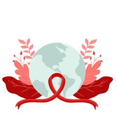 World Hiv Aids Awareness with Red Ribbon Symbol
