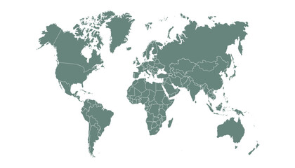 World map. Grey modern vector map. Silhouette map.