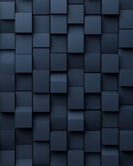 Abstract Dark Blue Cube Pattern, Minimalist 3D Geometric Background