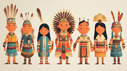 Illustration art poster Native American Heritage Month. Indigenous peoples day