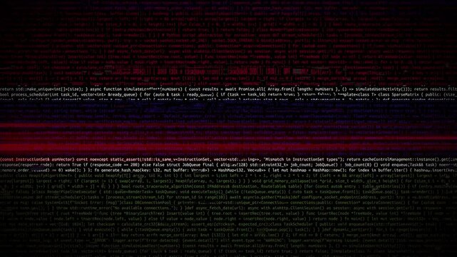 Binary code on flag of Gambia. Program source code or Hacker concept on Gambian flag. Gambia digital technology security, hacking or programming