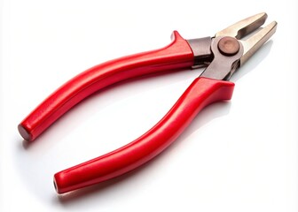 Fototapeta premium Red Pliers Hand Tools Isolated on White Background - High-Quality Image for Tool Enthusiasts, DIY Projects, and Home Improvement Needs
