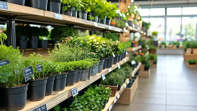 Botanical Showcase. Supermarket Shop Interior with Green Flowers on Display, Perfect for Buying Fresh Plants and Floral Bouquets