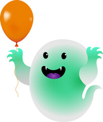 Cute Halloween flying ghost decoration element, PNG file no background