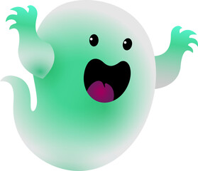 Cute Halloween flying ghost decoration element, PNG file no background