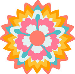 Colorful rangoli flower Diwali festival decoration, vector design no background 