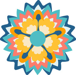 Colorful rangoli flower Deepavali festival decoration, vector design no background 