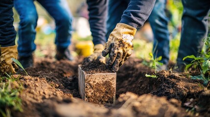 a time capsule being buried during a ceremony, symbolizing preservation of history for future generations