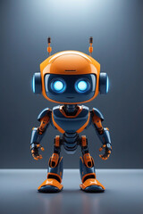 Sleek 3D AI robot mascot.