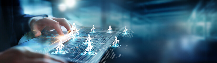 Businessmen use the aerospace industry to search for data, information to grow efficiency and...