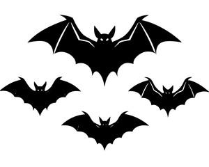 black bats flying silhouette vector black animal