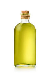 Virgin olive oil isolated on white background.