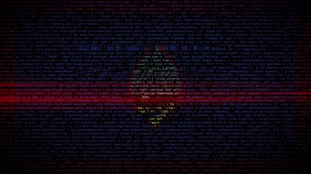 Binary code on flag of Guam. Program source code or Hacker concept on Guamanian flag. Guam digital technology security, hacking or programming