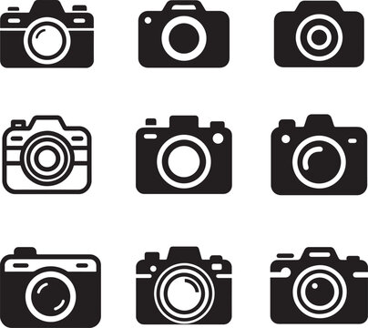 collection of cameras. camera vector icons